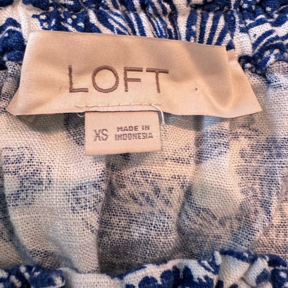 Loft Blue floral elastic waist with belt dress - Picture 3 of 4